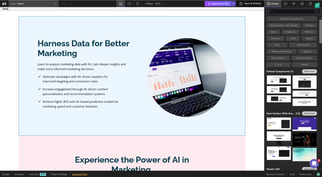 Example of AI-Powered Website Design
